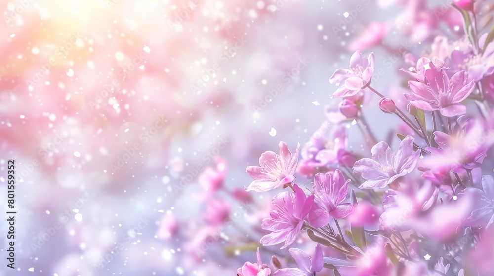 A tight shot of several pink blooms against a softly blurred backdrop, illuminated by a beam of light above A tight shot of several pink blooms against a softly blurred backdrop, illuminated by a beam of light above