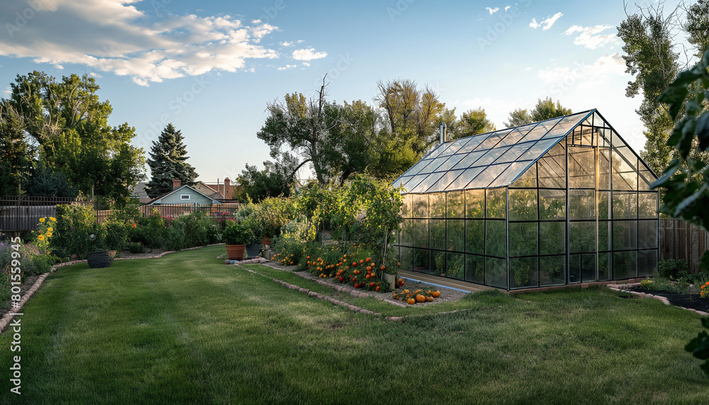 Greenhouse in backyard  - made with Generative AI	
