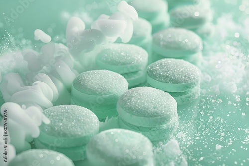 Sparkling Mint Candies in Dreamy Mint Dust Atmosphere