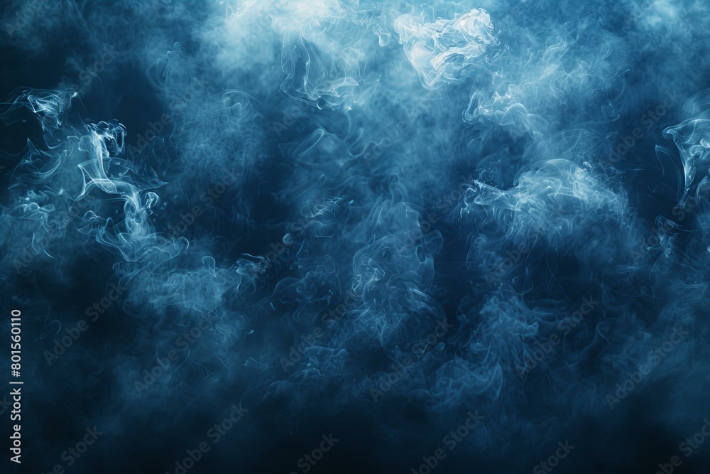 Ethereal Navy Dust with Dramatic Smoke Swirls in Dark