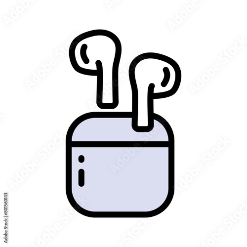 Wireless earphones color icon. Wireless headphones vector flat icon for web design isolated on white background.