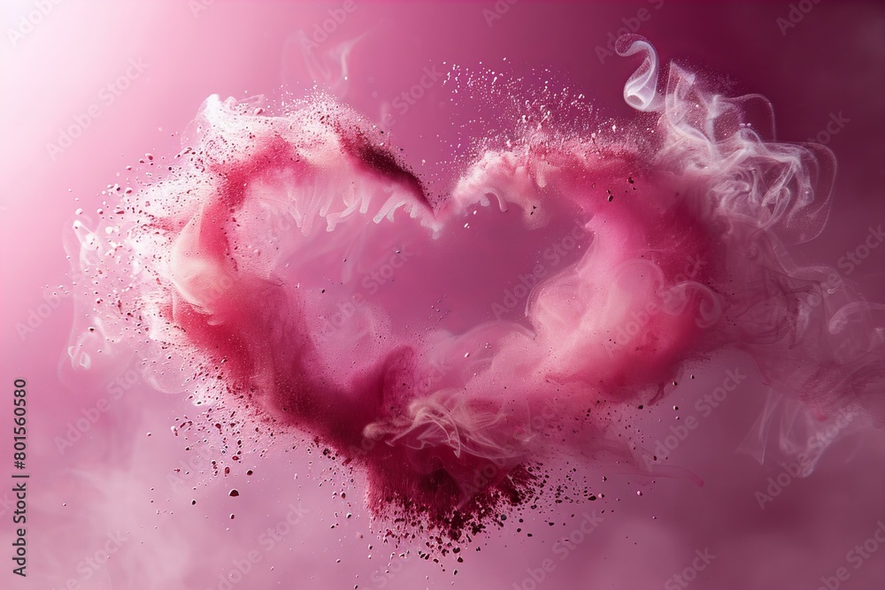 Pink Heart Shaped Dust Effect on Romantic Background