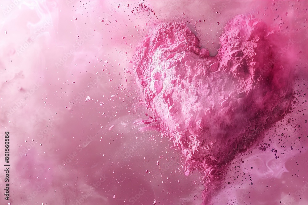Pink Dust Heart on a Dreamy Background for Valentine's Day
