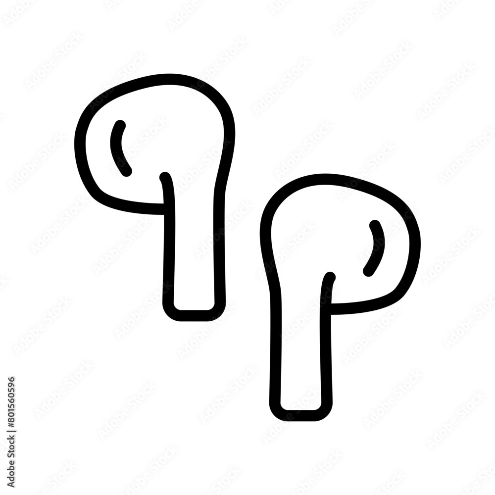 Wireless earphones icon. Outline wireless headphones vector icon for web design isolated on white background