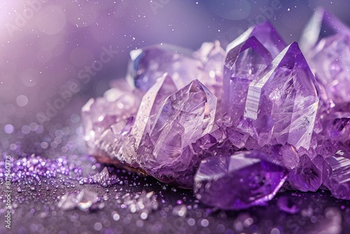 Stunning Purple Crystals on a Sparkling Purple Background