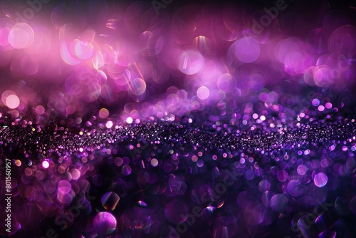 Sparkling Purple Glitters on a Dark Black Background