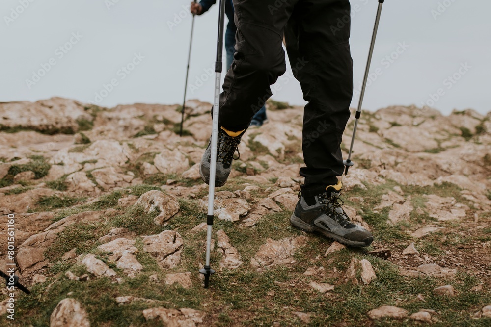 Mountain hiker in black sneakers aesthetic Mountain hiker in black sneakers aesthetic