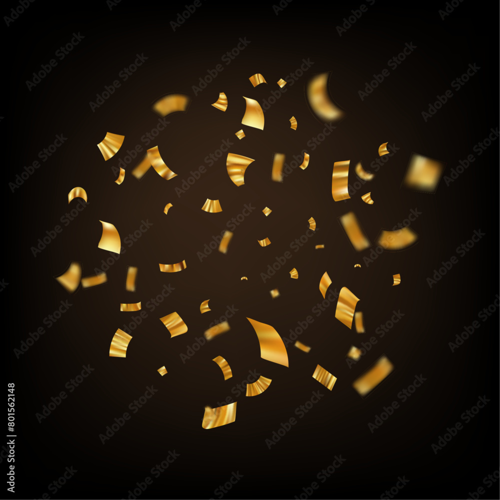 Golden confetti. Explosion of gold ribbon particles. Festive falling glitter. Golden confetti. Explosion of gold ribbon particles. Festive falling glitter.