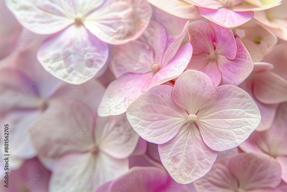 Close-up of delicate pink hydrangeas with soft petals Close-up of delicate pink hydrangeas with soft petals