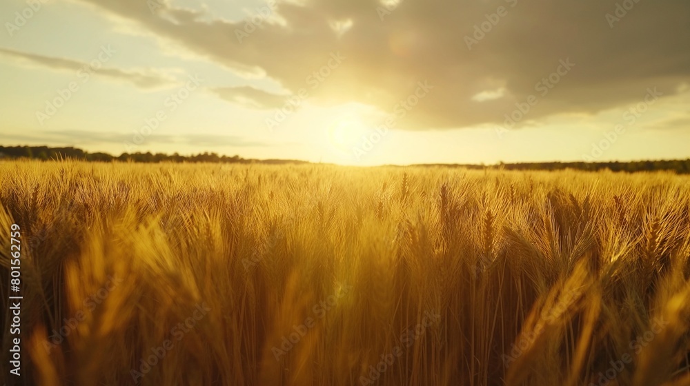 A sun-kissed field of golden wheat stretching to the horizon A sun-kissed field of golden wheat stretching to the horizon