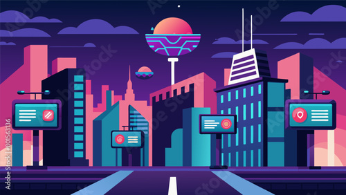 A futuristic cityscape featuring billboards advertising the latest neural enhancement technologies available for purchase by the public..