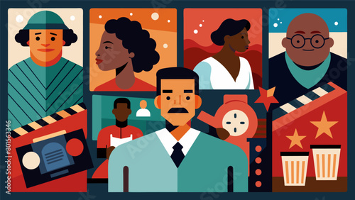 A showcase of films from the past and present with classic civil rights films being screened alongside contemporary pieces that continue to shed light. Vector illustration