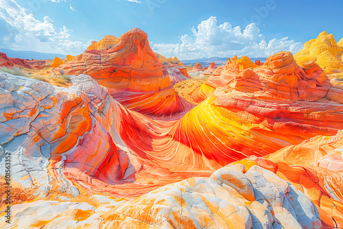 Surreal desert landscapes: wind-sculpted rock formations photo