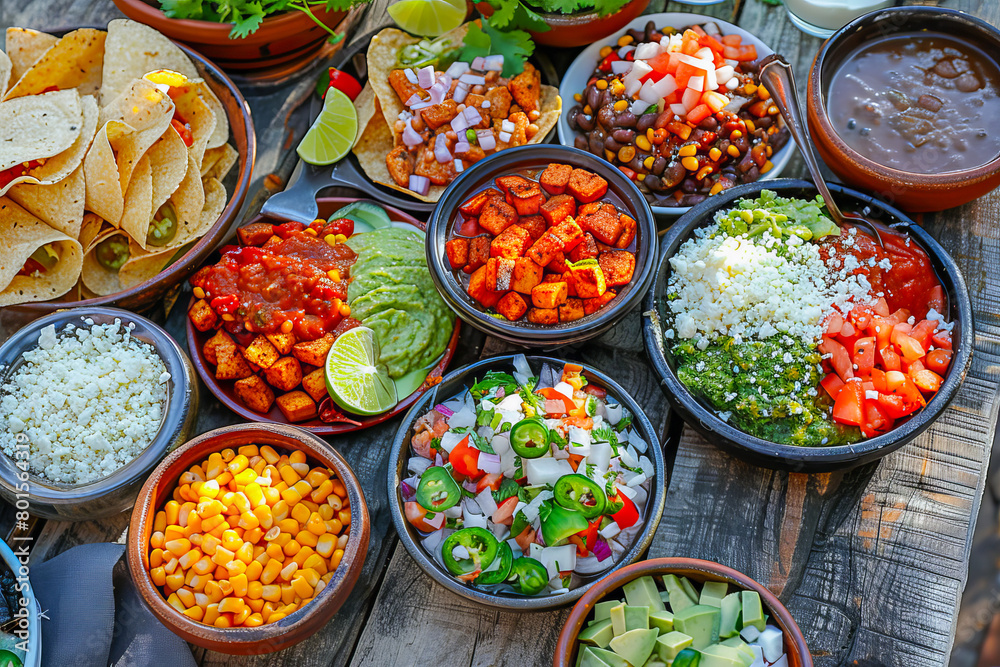 Vibrant array of traditional mexican cuisine dishes, perfect for food enthusiasts Vibrant array of traditional mexican cuisine dishes, perfect for food enthusiasts