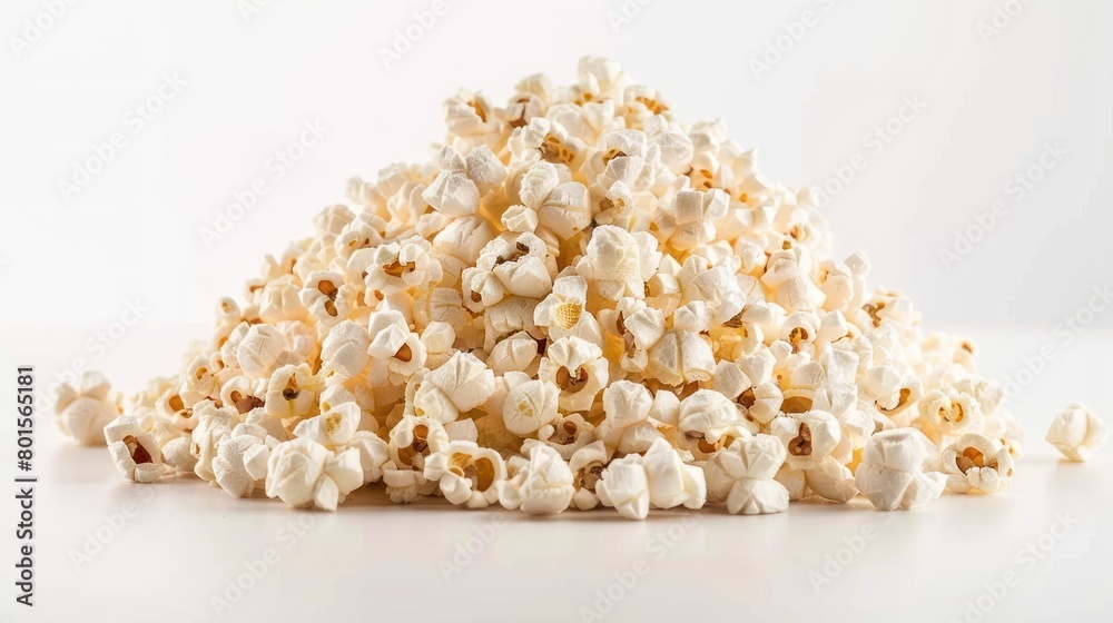 Pile of popcorn on isolated white background. generative AI image Pile of popcorn on isolated white background. generative AI image