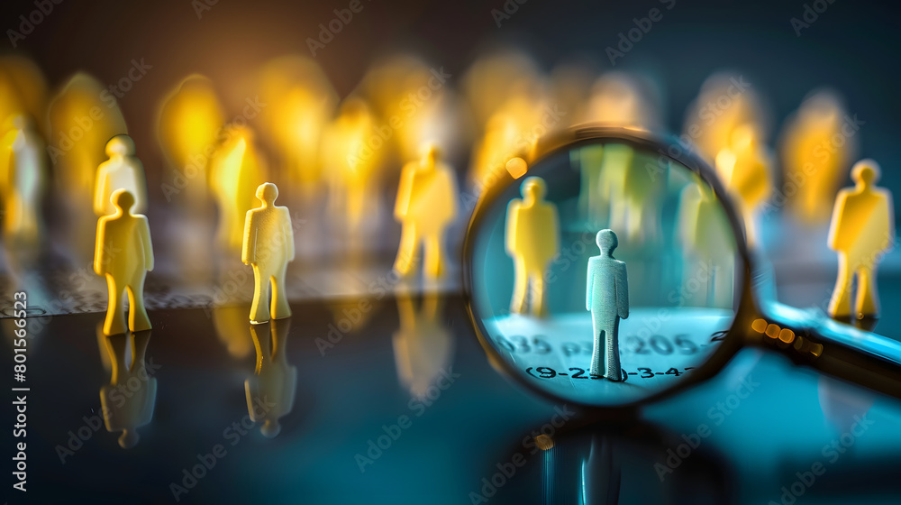 custom made wallpaper toronto digitalHRM or Human Resource Management, Magnifier glass focus to manager icon which is among staff icons for human development recruitment leadership and customer target. resume, interview.