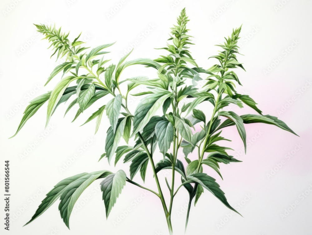 Ragweed watercolor style isolated on white background Ragweed watercolor style isolated on white background