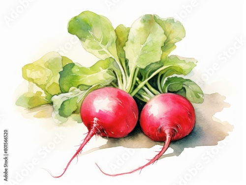 Radish watercolor style isolated on white background