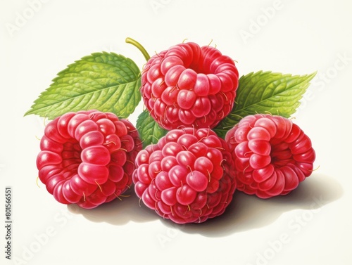 Raspberry watercolor style isolated on white background