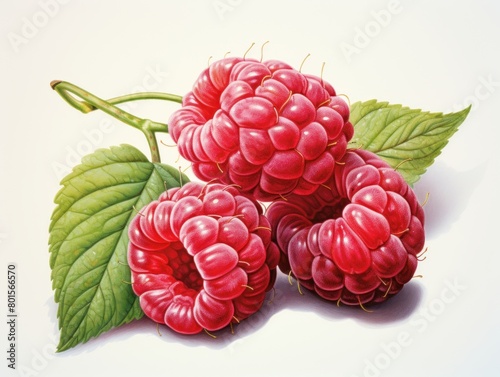 Raspberry watercolor style isolated on white background