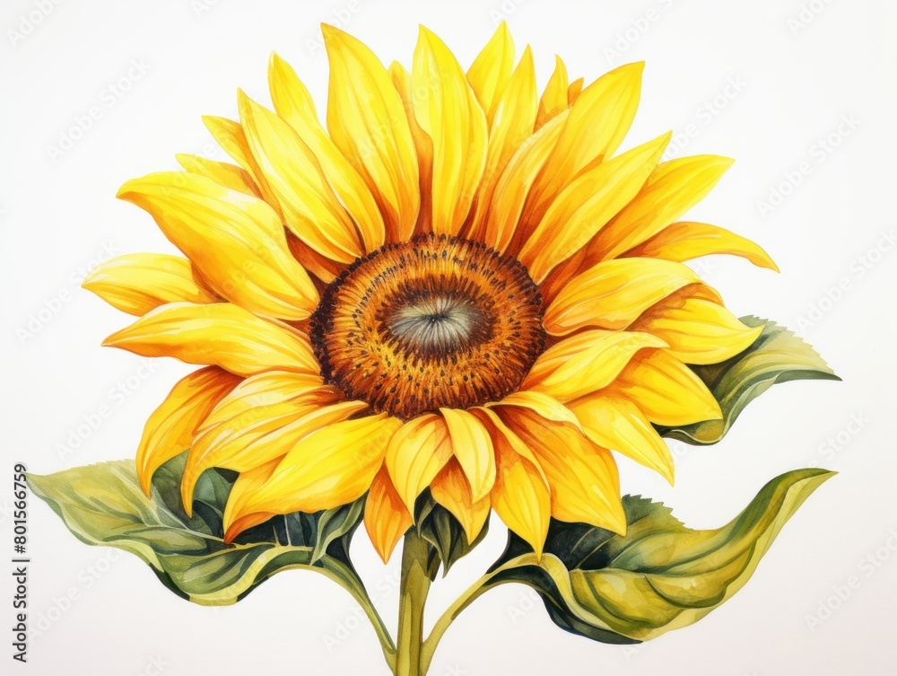 Naklejka premium Sunflower watercolor style isolated on white background