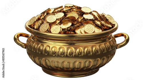 Golden pot with gold coins  photo