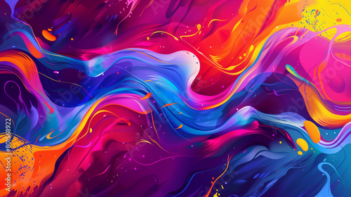 Abstract colorful background with liquid shapes and fluid lines, creating an energetic and vibrant atmosphere.