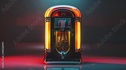 Fashioned retro jukebox in minimalist background. Vibrant color fashioned jukebox.