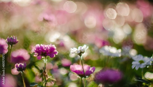 purple pink flowers field bokeh pink and white blurred background