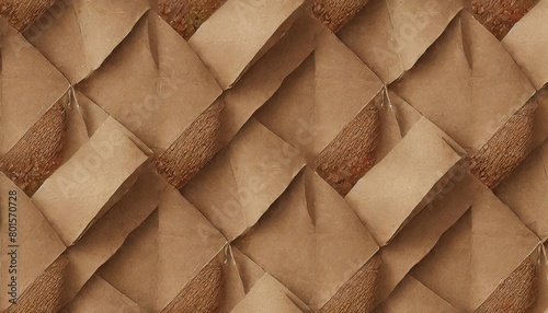 seamless brown grocery bag butcher or kraft packing paper background texture tileable cardboard or cardstock closeup pattern moving day postal shipping or arts and crafts backdrop 3d rendering photo