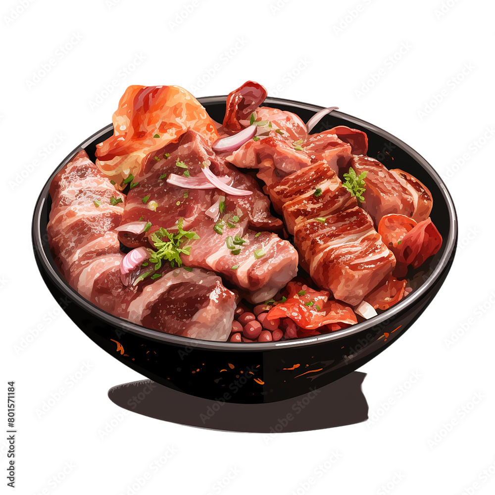 raw meat with vegetables