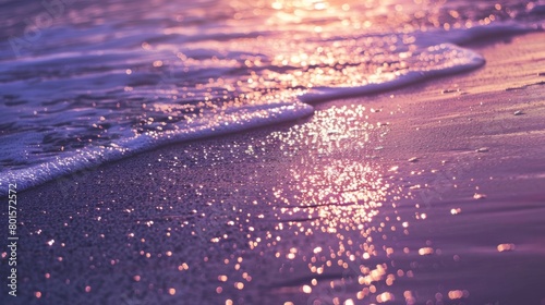 Sparkling Seashore at Sunset with Purple Tones.