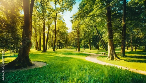 grass and green woods in the park