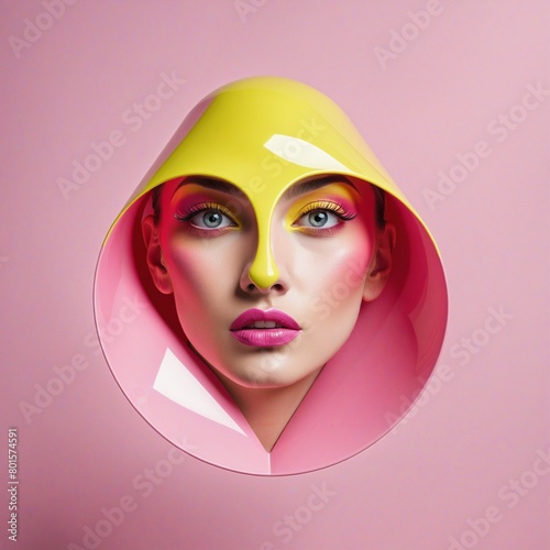 Rose Gradient  A Vibrantly Illustrated Retro-Futuristic Design Featuring Bold Hues and Geometric Shapes