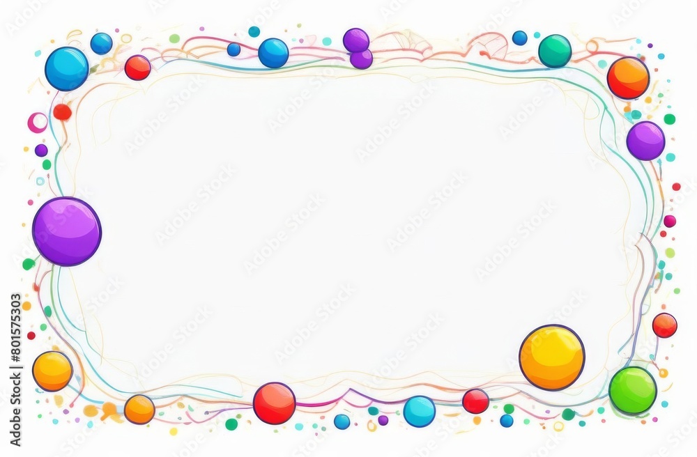 Text frame on a white sheet of paper, colorful frames, birds, balls, berries, threads Text frame on a white sheet of paper, colorful frames, birds, balls, berries, threads