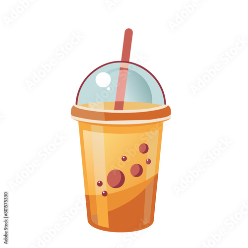 Bubble tea collection drink in plastic cup with straw