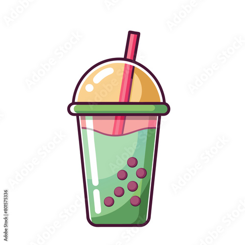 Bubble tea collection drink in plastic cup with straw