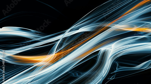 A dynamic background with swirling lines of white and orange against dark blue, creating an abstract design that conveys speed or technology in highdefinition.