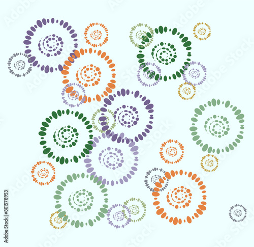Circles, pattern from circles, geometric ornament, geometric decor Round image of flat figures.	