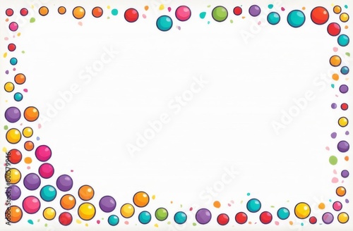 Text frame on a white sheet of paper, colorful frames, birds, balls, berries, threads © Hamster