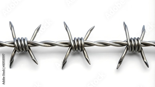 a barbed wire on white background