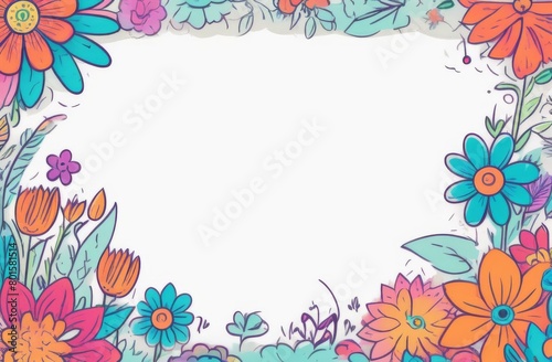 Text frame on a white sheet of paper  colorful frames  birds  balls  berries  threads