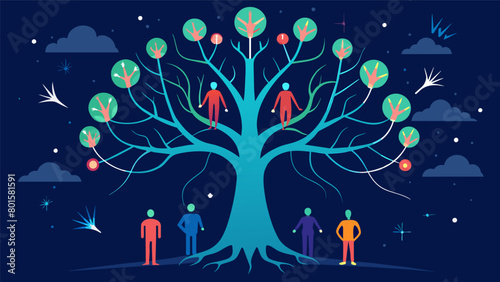 A tree with branches that resemble human figures symbolizing the role of ketamine in helping individuals connect with themselves and others..