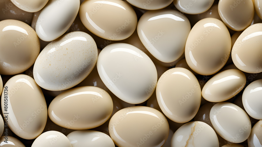 A close up of many white and tan pebbles A close up of many white and tan pebbles