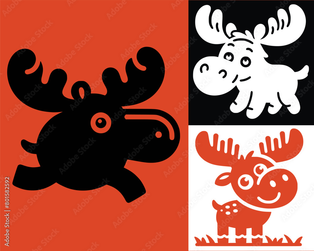 Moose vector, moose drawin vector, moose cartoon vector design. Minimal ...