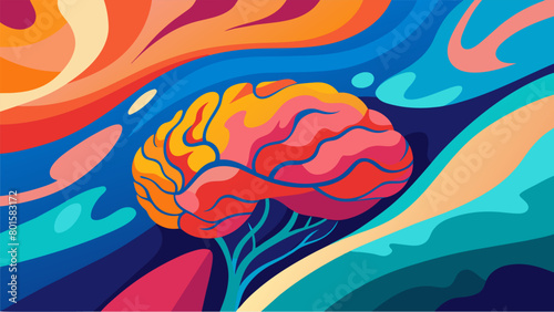 An abstract painting of the brain with bold vibrant strokes symbolizing the creation of new pathways through ketamine therapy..