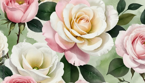 Romantic Rose Bouquet: A Delicate Floral Illustration in Watercolor