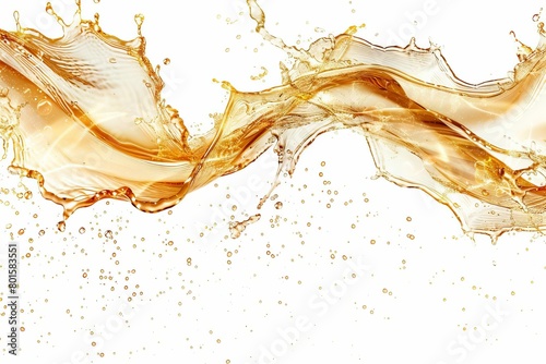 dynamic abstract champagne waves splashing liquid design elements isolated on white