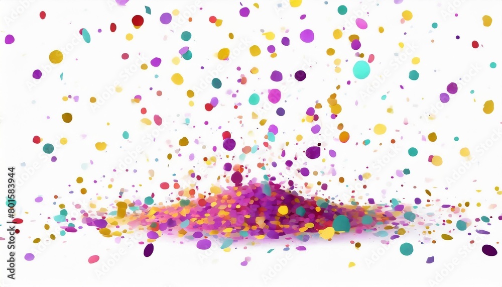 colorful random dots shapes falling confetti particles isolated on white background