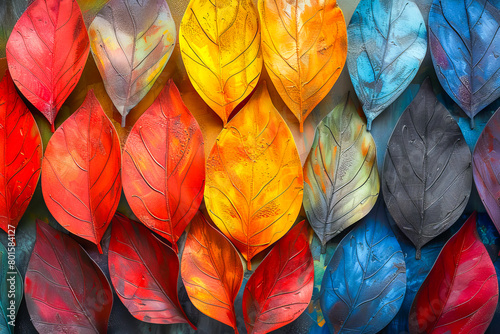 Vibrant spectrum of painted leaves